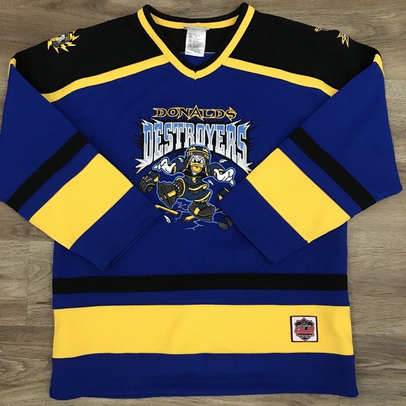 black and blue hockey jersey